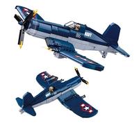 Tarcury WW2 F4U Corsair Fighter Bomber Building Bricks - 550 Pcs Army Set with 1 Soldier - Engaging WWII Toys for Kids and Adults