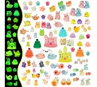 Tardigrade 100pcs Luminous Mini Resin Animals, Glow in The Dark Variety Tiny Animals Creatures to Hide, Micro Landscape for Potted Plants Garden Aquariums and Dollhouse Gift Package