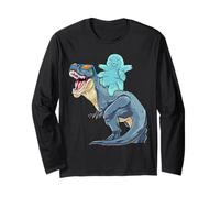 Tardigrade Riding A Dinosaur T Rex Funny Water Bear Science Long Sleeve T-Shirt
