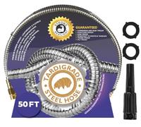 Tardigrade Steel Hose Metal Garden Hose - Stainless Steel - Dog Chew Crush Proof, Flexible, Heavy Duty Aluminum, No Kink, Lightweight Lawn Water Hoses, Durable and Easy to Store, 50Ft