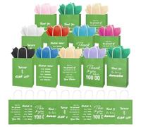 Tarevaniwa 100 Pcs Christmas Employee Appreciation Gift Bags Bulk - Include 50 Paper Bags with Handles and 50 Tissue Paper, Gifts for Coworkers, Team, Staff, Offices, Thank You Gift (Green)