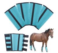 TARFEPA Adjustable Horse Fly Boots Set of 4, Breathable Mesh Fly Boots for Horses, Equine Leg Protection Reduce Stomping, Horse Leggings Leg Guards - (Pale Blue/Medium)