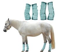 TARFEPA Adjustable Horse Fly Boots Set of 4, Equine Leg Protection Reduce Stomping, Breathable Mesh Fly Boots for Horses, Horse Leggings Leg Guards - Aqua Blue - Pony