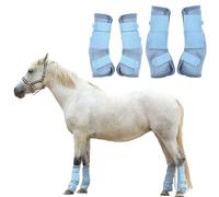 TARFEPA Adjustable Horse Fly Boots Set of 4, Equine Leg Protection Reduce Stomping, Breathable Mesh Fly Boots for Horses, Horse Leggings Leg Guards - Light Blue - Cob