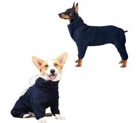 TARFEPA Dog Winter Coat, Polar Fleece Pullover Jumpsuit, Dog Sweatshirt Jacket, Fullbody Pajamas Onesie for Small Medium Large Dogs Hiking Walking Sleep, Navy S