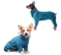 TARFEPA Dog Winter Coat, Polar Fleece Pullover Jumpsuit, Dog Sweatshirt Jacket, Fullbody Pajamas Onesie for Small Medium Large Dogs Hiking Walking Sleep, Turquoise 2XL
