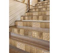 Targawerelax 24 pcs Tile Stickers for Kitchen, Stick On Tiles for Bathroom Wall Self Adhesive Waterproof Vinyl Peel and Stick Wall Tiles Covers, Kitchen Splashbacks for Walls, 3D Golden Tycoon