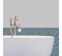 Targawerelax 25pcs Mosaic Tile Stickers For Kitchen, Stick On Tiles For Bathroom Wall Self Adhesive Waterproof Vinyl Peel And Stick Wall Tiles Covers, Kitchen Splashbacks For Walls, Blue orange mosaic