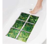 Targawerelax Bathtub Anti Slip Stickers Non Slip Bath Stickers for Adults 15x15 cm x 6pcs, Adhesive Twill Sticker for KidsMildew Resistant Oblique Pattern Anti Mold, Tropical Jungle Green Leaves