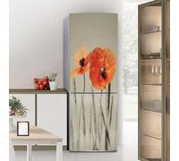 Targawerelax Blooming Poppy Flower Fridge Decal, Red Floral Sticker, Vinyl Material, Wall, Glass, Plastic Surface, Rectangular Shape, Indoor/Outdoor Use