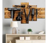 Targawerelax Canvas Wall Art Canvas Wall Art Pictures 5 Piece Hairdressing Tools Scissors Comb Painting Print Barbershop Beauty Salon Poster Home Decor 50x25cm