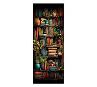 Targawerelax Door Stickers For Interior Doors Self Adhesive, Wall Sticker Decal for Bedroom Home Decor Waterproof, Removable Premium Vinyl upgrade, Retro bookshelf books bookcase plants