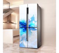 Targawerelax Fridge Wraps Kitchen Fridge Stickers Cover Full Doors, Blue Flower White Abstract Watercolor