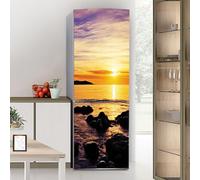 Targawerelax Fridge Wraps Kitchen Fridge Stickers Cover Full Doors, Fridge Sticker Full Covering Door Fridge Covers Decor, Freezer Skins Wall Stickers for Kitchen Decal, Sunset Seascape Reef