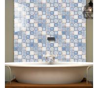 Targawerelax Thick Tile Stickers For Kitchen, Stick On Tiles For Bathroom Wall Self Adhesive Waterproof Vinyl Peel And Stick Wall Tiles Covers, Kitchen Splashbacks For Walls, Wales Blue White Classic