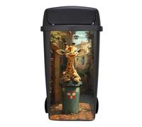 Targawerelax Wheelie Bin Stickers, Waterproof Wheelie Bins Covers Vinyl Self Adhesive Dustbin Stickers Trash Can Decorative Fridge Wrap Sticker Wall Home Decor, Animal Baby Giraffe in the Alley