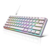 targeal 60% Mechanical Gaming Keyboard - 61 Keys Brown Switch Quiet Office Computer Keyboard - Multi Color RGB Rainbow Led Backlit - Programmable for PC/Windows/Mac/Gamer - USB Wired - White