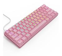 targeal 60% Mechanical Gaming Keyboard - 61 Keys Gateron Red Switch Quiet Office Computer Keyboard - Multi Color RGB Rainbow Led Backlit - Programmable for PC/Windows/Mac/Gamer - USB Wired - Pink