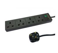 TARGET 2m 4 Gang Surge Protected LED Indicator UK Mains Extension - Bl