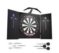 Target Darts Arc Dartboard Lighting System Home Cabinet Set - Includes World Champions Dartboard and 2 Sets of Darts, Black