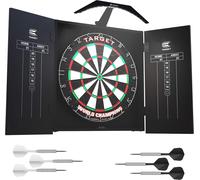 Target Darts Arc Dartboard Lighting System Home Cabinet Set - Includes World Champions Dartboard and 2 Sets of Darts, Black