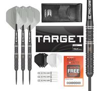 Target Darts Ares 23G 80% Tungsten Steel Tip Darts Set - 6 Pro Grip Shafts - 9 Pro Ultra Flights - Dart Wallet Bundle