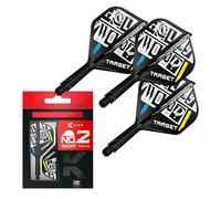 Target Darts Chris Dobey K Flex Flights and Shaft System, No.2 | Pack of 3 Kflex All In One Flights, Player Edition Darts Accessories | K-Flex Dart Stem - Short (19mm)