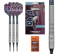 Target Darts Cryo Soft Tip Dart Set, Barrels 11/12/13 - 18G/19G/20G/21G | 90% Tungsten Barrel, Cryo Tips, Pro Grip Tag Shafts & No.6 Flights, Claret Purple & Blue Design