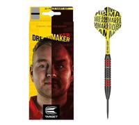 TARGET Darts Dimitri Van den Bergh Brass Steel Tip Darts Set - 22G Steel Tip Dart, Dream Maker Player Edition Dart Set, Dart Flights, Shafts & Dart Case Included | Professional Dart Accessories