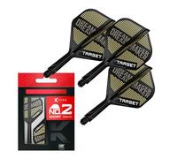 Target Darts Dimitri Van den Bergh K Flex Flights and Shaft System, No.2 | Pack of 3 Kflex All In One Flights, Player Edition Darts Accessories | K-Flex Dart Stem Short/Intermediate/Medium