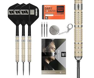 Target Darts Dimitri Van den Bergh Steel Tip 95K Dart Set, 24G | 95% Tungsten Darts, K-Flex No.2 Flights & Shafts, Swiss DX Points Black & SP Tool Included | Player Edition Professional Dart