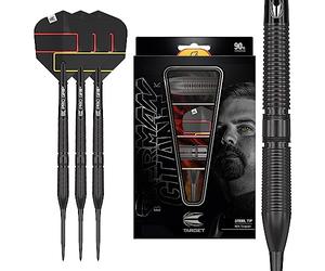 Target Darts Gabriel Clemens Black Edition 90% Tungsten Steel Tip Darts, 21G | Tungsten Dart Set, Player Edition Steel Point Darts, Steel Tip Dart Set, Professional Darts Set