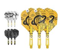 TARGET Darts Gabriel Clemens Ink Design No.6 Dart Flights & Short (34mm) Shafts Stems - 9 Flights and 9 Shafts in Total