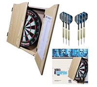 Target Darts Home Darts Cabinet Set - World Champions Dartboard with 2 Sets of Darts, Light Brown