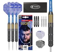 Target Darts Josh Rock Steel Tip Darts, 22G Brass, Nickel Fixed Point Dart Set, Player Edition with Fixed Black Steel Tips, Professional Dart Accessories & Case