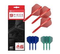 TARGET Darts K-Flex Integrated Dart Flights and Shafts, Intermediate Stem (26mm), No.6 Flight, 9-pack Bundle, Red, Blue & Green | Kflex 2 In 1 Flight and Stem, Professional Darts Accessories