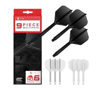 Target Darts K-Flex Integrated Dart Flights and Shafts, Medium Stem (33mm), No.6 Flight, 9-pack Bundle, Black, White & Clear | Kflex 2 In 1 Flight and Stem, Professional Darts Accessories