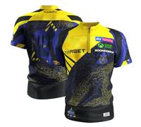 Target Darts Luke Littler 2027 Official Playing Shirt, Adult Sizes XS-4XL | Sizes Extra Small-4XL, The Nuke, Purple, Yellow, Black, Breathable Fabric Men's Dart Player Top, Quarter Zip, Collarless