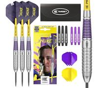 Target Darts Luke Littler Brass 22G Steel Tip Darts Set 22G, The Nuke Player Edition Dart Set, Dart Flights & Shafts | Option with Takoma Wallet Case Holder with Zip Lock Pouches, Store Accessories