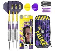 Target Darts Luke Littler Brass 22G Steel Tip Darts Set 22G, The Nuke Player Edition Dart Set, Dart Flights & Shafts | Option with Takoma Wallet Case Holder with Zip Lock Pouches, Store Accessories
