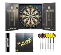 Target Darts Luke Littler Cabinet & Dartboard Set | Player Edition ‘The Nuke’ Dart Board Cupboard Set with 2 Sets of Steel Tip Darts, Score Charts, Competition Standard Throw Line