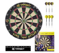 Target Darts Luke Littler Dartboard Set | Player Edition ‘The Nuke’ Dart Board Set with 2 Sets of Steel Tip Darts, Competition Standard Throw Line | Professional Dart Setup & Accessories