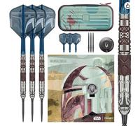 Target Darts Star Wars Mandalorian 95% Tungsten Steel Tip Darts, 22G/24G/26G | Black Swiss Storm Points, Black & Blue K-Flex No.6/No.2 Shafts & Flights, Premium Swiss Keyring Tool & Takoma Wallet