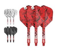 TARGET Darts Nathan Aspinall Ink Design No.6 Dart Flights & Intermediate (41mm) Shafts Stems - 9 Flights and 9 Shafts in Total