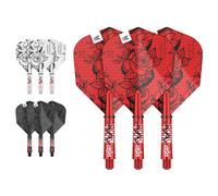 TARGET Darts Nathan Aspinall Ink Design No.6 Dart Flights & Short (34mm) Shafts Stems - 9 Flights and 9 Shafts in Total