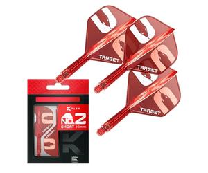 Target Darts Nathan Aspinall The Asp K-Flex Flight & Shaft System, Red | No.2 Kflex - Short (19mm) All-In-One K Flex Flights and Shafts, Professional Dart Accessories