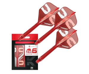 Target Darts Nathan Aspinall The Asp K-Flex Flight & Shaft System, Red | No.6 Kflex - Medium (33mm) All-In-One K Flex Flights and Shafts, Professional Dart Accessories