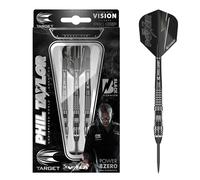 TARGET Darts Phil Taylor Power 8-Zero 4 Black Steel Tip Darts, 80% Tungsten Dart Set, P8Z4, 25G | Player Edition Darts with Fixed Points | Black Darts Case Included