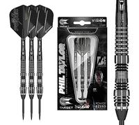 Target Darts Phil Taylor Power 8-Zero 4 Black Steel Tip Darts, 80% Tungsten Dart Set, P8Z4, 21G | Player Edition Darts with Fixed Points | Black Darts Case Included