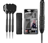 TARGET Darts Phil Taylor Power Storm Black, 22G Brass Steel Tip Darts Set | Player Edition Phil Taylor Darts Set with Storage Case, Beginner Dart Sets, Phil Taylor Dart Kit